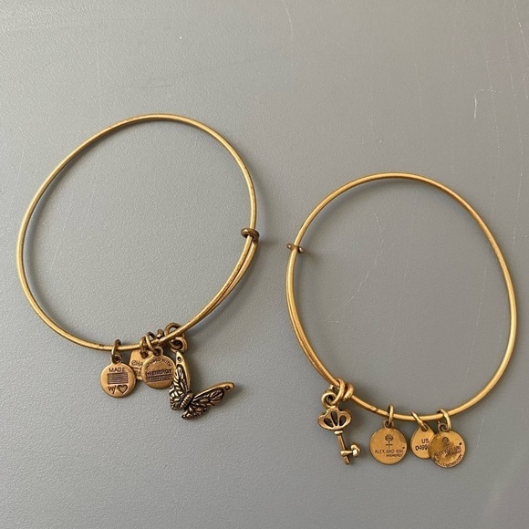 Alex and Ani | Women's Bundle of Two Charm Bracelets Butterfly Skeleton Key - Picture 1 of 6